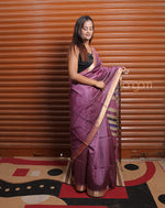 Load image into Gallery viewer, Graceful Purple Art Silk Saree with Golden Zari Border