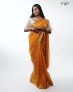 Load image into Gallery viewer, Elegant Mustard Yellow Kota Viscose Saree with Subtle Golden Border