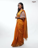 Load image into Gallery viewer, Elegant Mustard Yellow Kota Viscose Saree with Subtle Golden Border