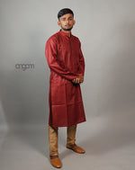 Load image into Gallery viewer, Maroon Cotton Viscose Kurta for Men – Festive Ethnic Wear
