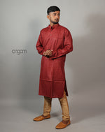 Load image into Gallery viewer, Maroon Cotton Viscose Kurta for Men – Festive Ethnic Wear