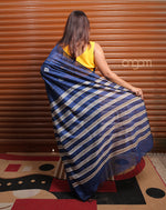 Load image into Gallery viewer, Royal Blue Art Silk Saree with Elegant Golden Striped Design