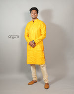 Load image into Gallery viewer, Bright Yellow Cotton Viscose Kurta for Men - Festive Wear