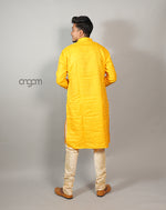 Load image into Gallery viewer, Bright Yellow Cotton Viscose Kurta for Men - Festive Wear