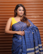 Load image into Gallery viewer, Royal Blue Art Silk Saree with Elegant Golden Striped Design