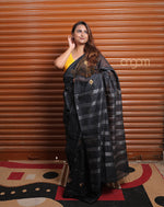 Load image into Gallery viewer, Elegant Black Art Silk Saree with Silver and Gold Accents
