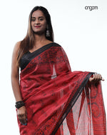 Load image into Gallery viewer, Elegant Red and Black Kota Viscose Saree with Traditional Prints