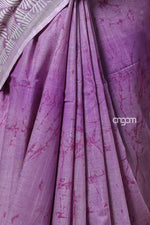 Load image into Gallery viewer, Elegant Lavender Cotton Slub Saree with Intricate White Prints Design