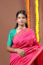 Load image into Gallery viewer, Pink Art Dupion Saree with Subtle Motifs and Elegant Border