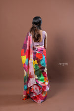 Load image into Gallery viewer, Vibrant Multicolor Abstract Print Linen Digital Saree for Elegant Look