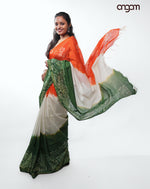 Load image into Gallery viewer, Tricolor Tie-Dye Kota Viscose Saree with Traditional Patterns