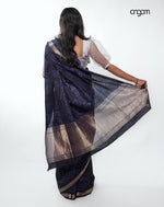Load image into Gallery viewer, Elegant Navy Blue Kota Viscose Saree with Gold Border