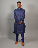 Load image into Gallery viewer, Navy Blue Cotton Viscose Kurta for Men – Ethnic Wear