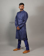 Load image into Gallery viewer, Navy Blue Cotton Viscose Kurta for Men – Ethnic Wear