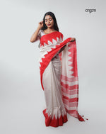 Load image into Gallery viewer, Graceful White and Red Liva Saree with Elegant Patterns