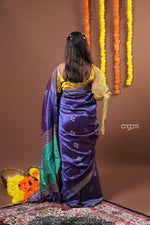 Load image into Gallery viewer, Royal Blue Art Dupion Saree with Elegant Woven Detailing