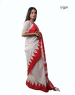 Load image into Gallery viewer, Graceful White and Red Liva Saree with Elegant Patterns