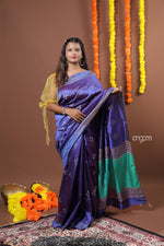 Load image into Gallery viewer, Royal Blue Art Dupion Saree with Elegant Woven Detailing