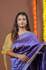 Load image into Gallery viewer, Royal Blue Art Dupion Saree with Elegant Woven Detailing