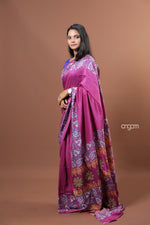 Load image into Gallery viewer, Graceful Purple Cotton Silk Saree with Elegant Paisley Designs