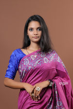 Load image into Gallery viewer, Graceful Purple Cotton Silk Saree with Elegant Paisley Designs