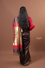 Load image into Gallery viewer, Elegant Brown Dupion Silk Saree with Rich Border and Pallu