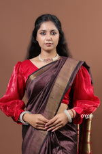 Load image into Gallery viewer, Elegant Brown Dupion Silk Saree with Rich Border and Pallu