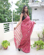 Load image into Gallery viewer, Graceful Pink Art Silk Saree with Silver and Gold Motifs