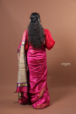 Load image into Gallery viewer, Stunning Pink Dupion Silk Saree with Elegant Zari Border