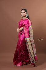 Load image into Gallery viewer, Stunning Pink Dupion Silk Saree with Elegant Zari Border