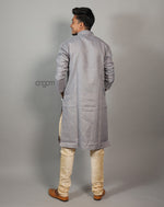 Load image into Gallery viewer, Light Grey Cotton Viscose Kurta for Men – Festive Wear