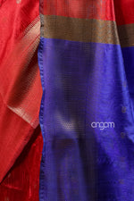 Load image into Gallery viewer, Vibrant Red and Blue Art Dupion Silk Saree with Zari