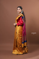 Load image into Gallery viewer, Graceful Golden Dupion Silk Saree with Elegant Contrast Border