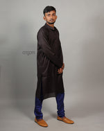 Load image into Gallery viewer, Black Cotton Viscose Kurta for Men – Festive Ethnic Wear