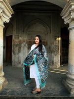 Load image into Gallery viewer, Teal Blue Tussar Silk Dupatta with Paisley Pattern Elegance