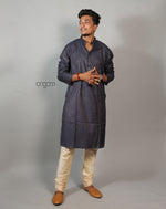 Load image into Gallery viewer, Black Striped Cotton Viscose Kurta for Men – Elegant Ethnic Wear