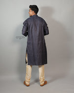 Load image into Gallery viewer, Black Striped Cotton Viscose Kurta for Men – Elegant Ethnic Wear