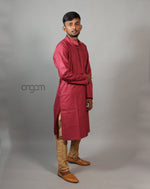 Load image into Gallery viewer, Solid Maroon Cotton Viscose Kurta for Men – Festive Wear
