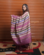Load image into Gallery viewer, Graceful Purple Art Silk Saree with Golden Zari Border