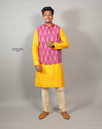 Load image into Gallery viewer, Stylish Pink Ikat Nehru Jacket for Men – Festive Wear