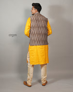 Load image into Gallery viewer, Elegant Brown Ikat Nehru Jacket for Men – Ethnic Wear