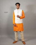 Load image into Gallery viewer, Kolika Cotton-Linen Nehru Jacket in Elegant Off-White