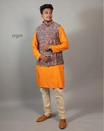 Load image into Gallery viewer, Elegant Brown Ikat Nehru Jacket for Men – Festive Wear