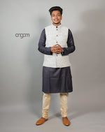 Load image into Gallery viewer, Kolika Linen Nehru Jacket with Elegant Textured Weave