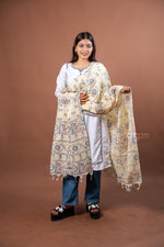 Load image into Gallery viewer, Beige Handloom Printed Dupatta with Traditional Floral Motifs