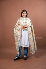 Load image into Gallery viewer, Beige Handloom Printed Dupatta with Traditional Floral Motifs