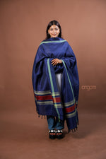Load image into Gallery viewer, Indigo Kolika Cotton Linen Dupatta with Woven Border