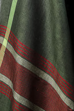 Load image into Gallery viewer, Olive Green Kolika Cotton Linen Dupatta with Woven Checks