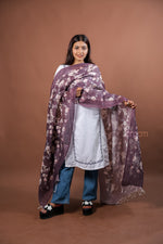 Load image into Gallery viewer, Mauve Linen Digital Print Dupatta with Soft Floral Pattern Allover