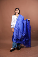Load image into Gallery viewer, Royal Blue Plain Silk Dupatta with Soft Natural Sheen